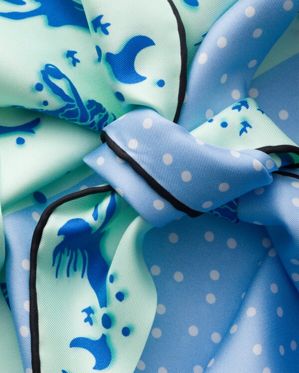 Printed silk twill top - Astral Blue/Aquamarine Printed silk twill top - Astral Blue/Aquamarine