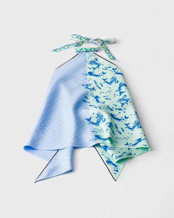 Printed silk twill top - Astral Blue/Aquamarine Printed silk twill top - Astral Blue/Aquamarine