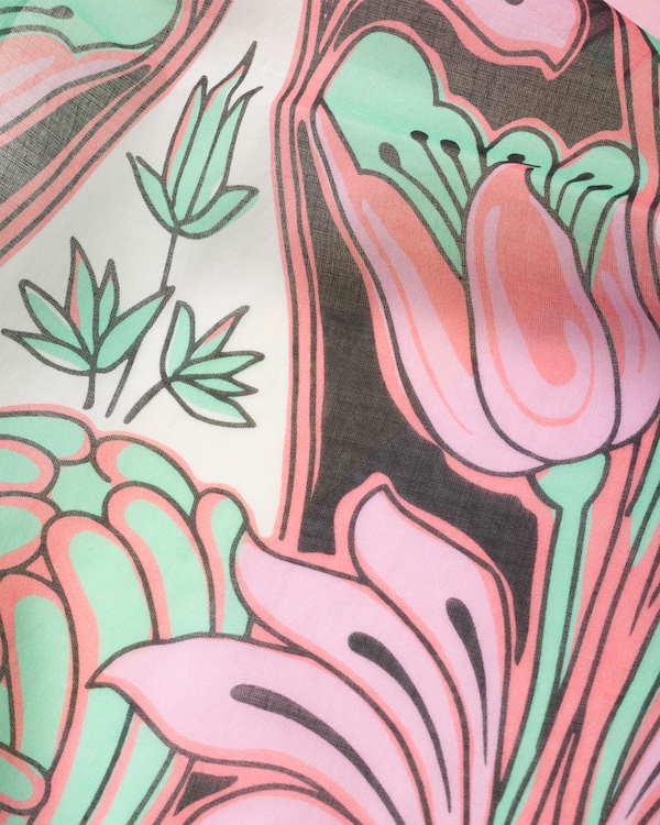 Printed cotton beach sarong - Mint/Petalus Printed cotton beach sarong - Mint/Petalus