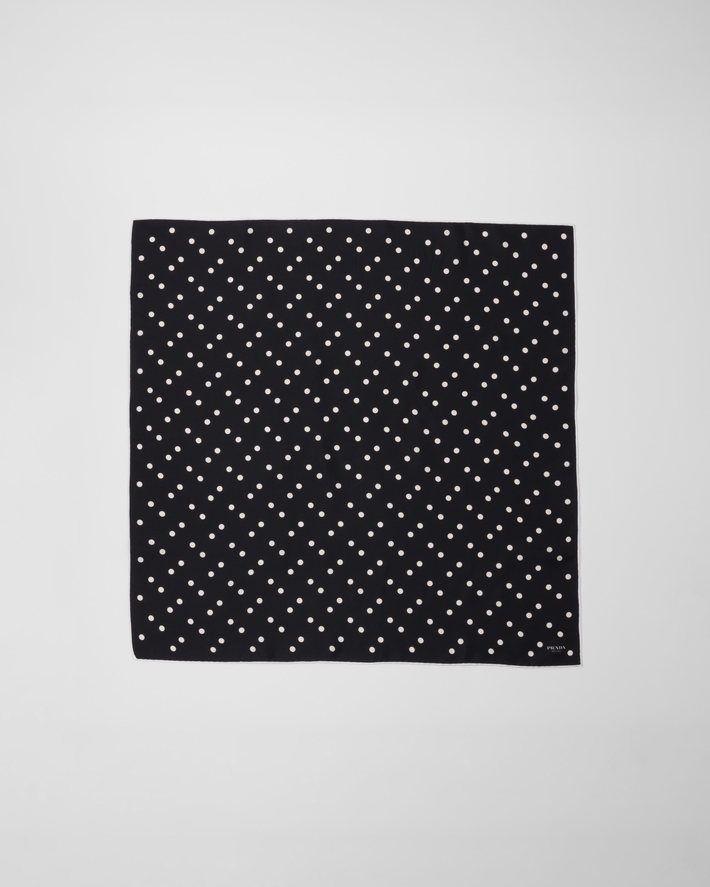 Shop Prada Printed Silk Twill Scarf 65x65 In Black/white