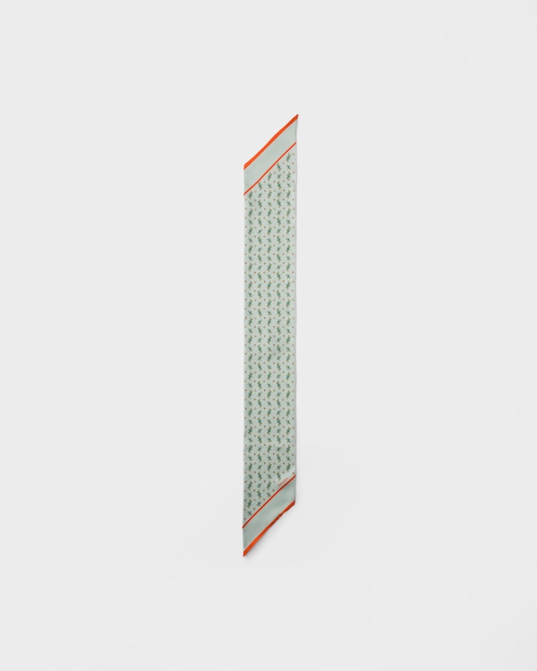 Printed silk twill skinny scarf - Chlorophyll Green Printed silk twill skinny scarf - Chlorophyll Green