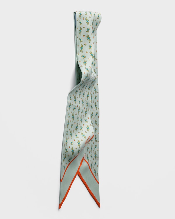 Printed silk twill skinny scarf - Chlorophyll Green Printed silk twill skinny scarf - Chlorophyll Green