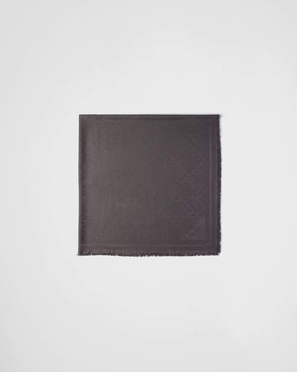 Symbole silk and wool jacquard shawl - Slate Gray Symbole silk and wool jacquard shawl - Slate Gray