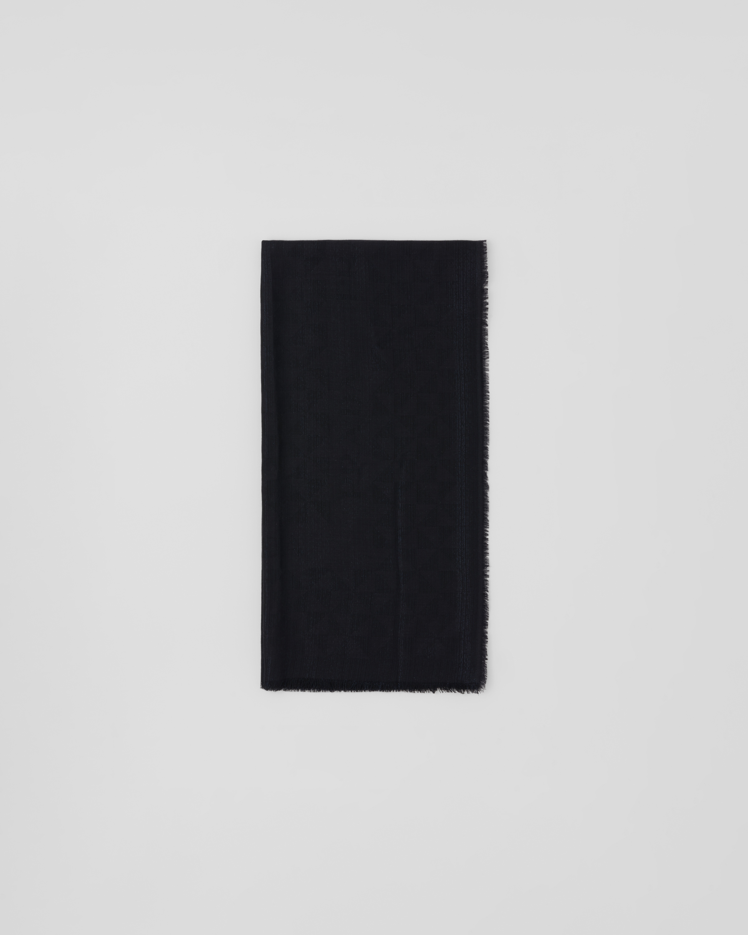 Prada Wool In Black/metallic Blue