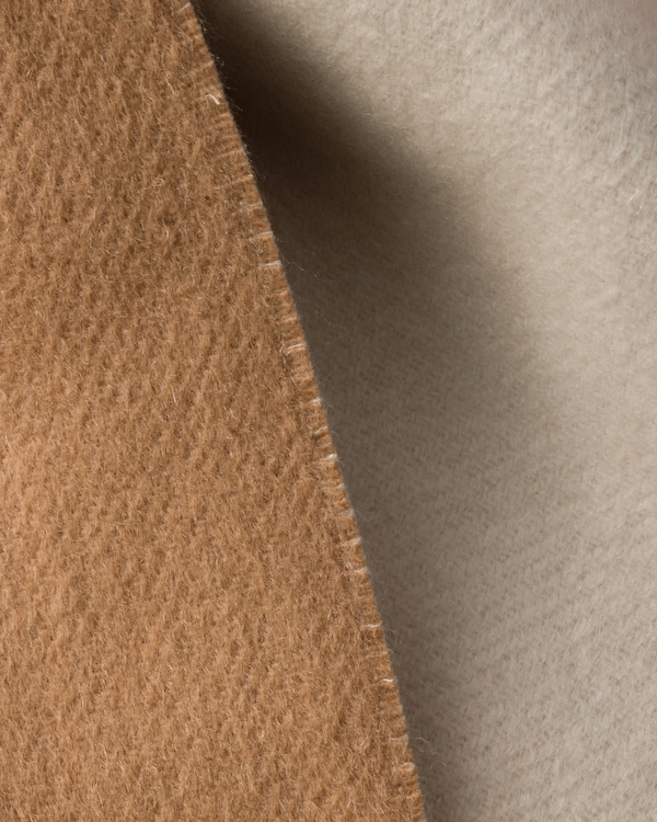 Bufanda de tejido doble de cachemir - Beige cámel/Blanco tiza Bufanda de tejido doble de cachemir - Beige cámel/Blanco tiza