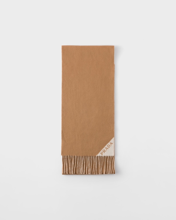 Bufanda de tejido doble de cachemir - Beige cámel/Blanco tiza Bufanda de tejido doble de cachemir - Beige cámel/Blanco tiza