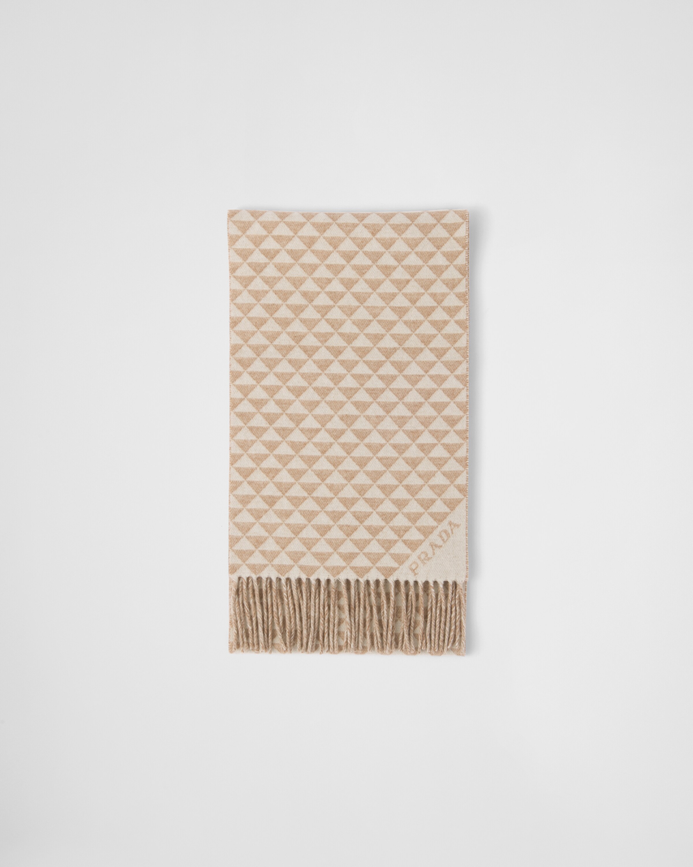 Prada Wool And Cashmere Scarf In Sand/white
