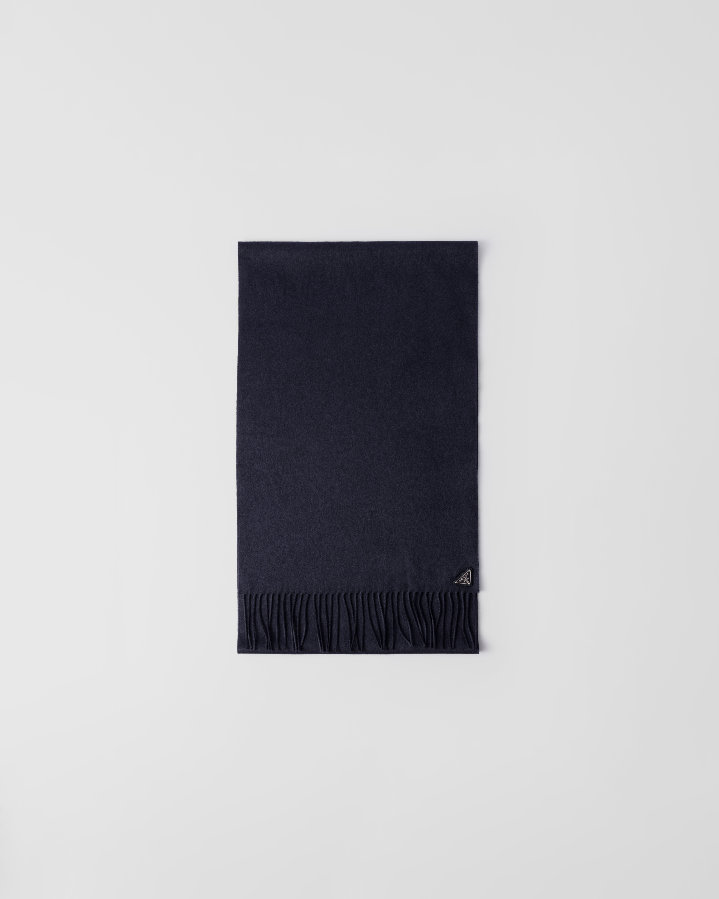 Prada Fringe Cashmere-silk Scarf In Blau