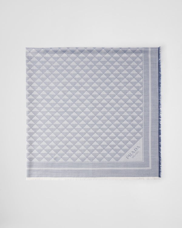 Châle en soie et laine - Bleu aviateur/Blanc craie Châle en soie et laine - Bleu aviateur/Blanc craie