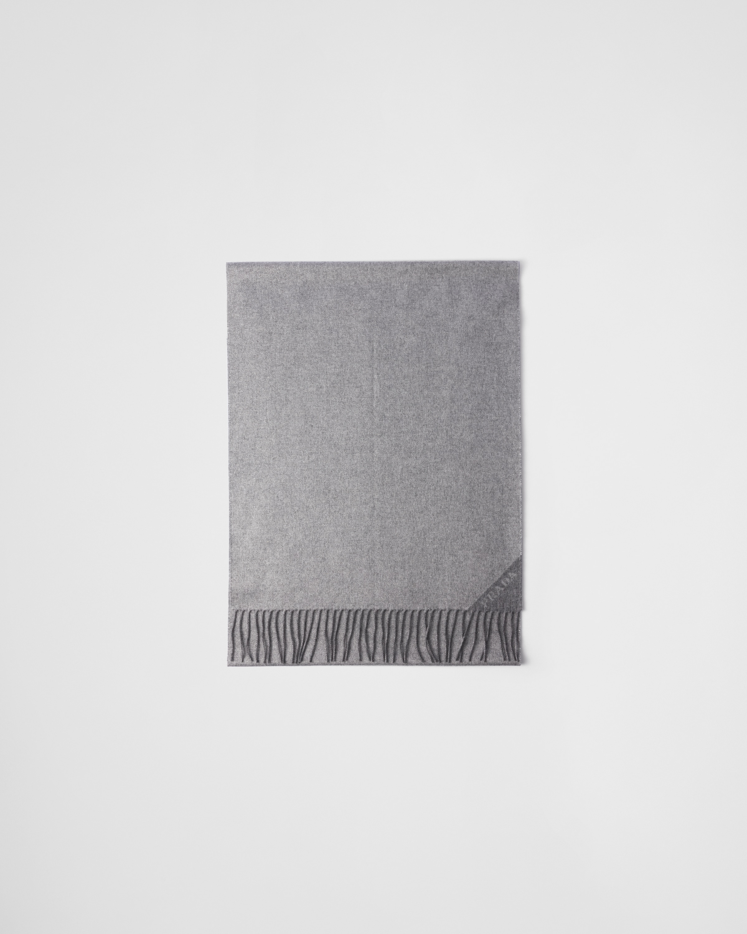 Prada Logo-print Scarf In Silberfarben/talkweiss