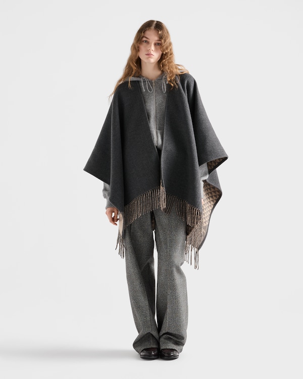 Reversible wool and cashmere poncho Reversible wool and cashmere poncho