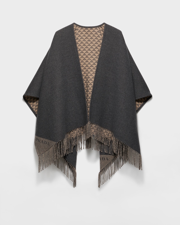 Reversible wool and cashmere poncho Reversible wool and cashmere poncho