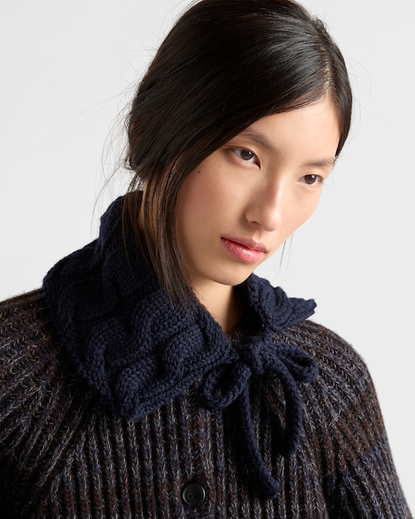 Cable-knit wool collar - Navy Cable-knit wool collar - Navy