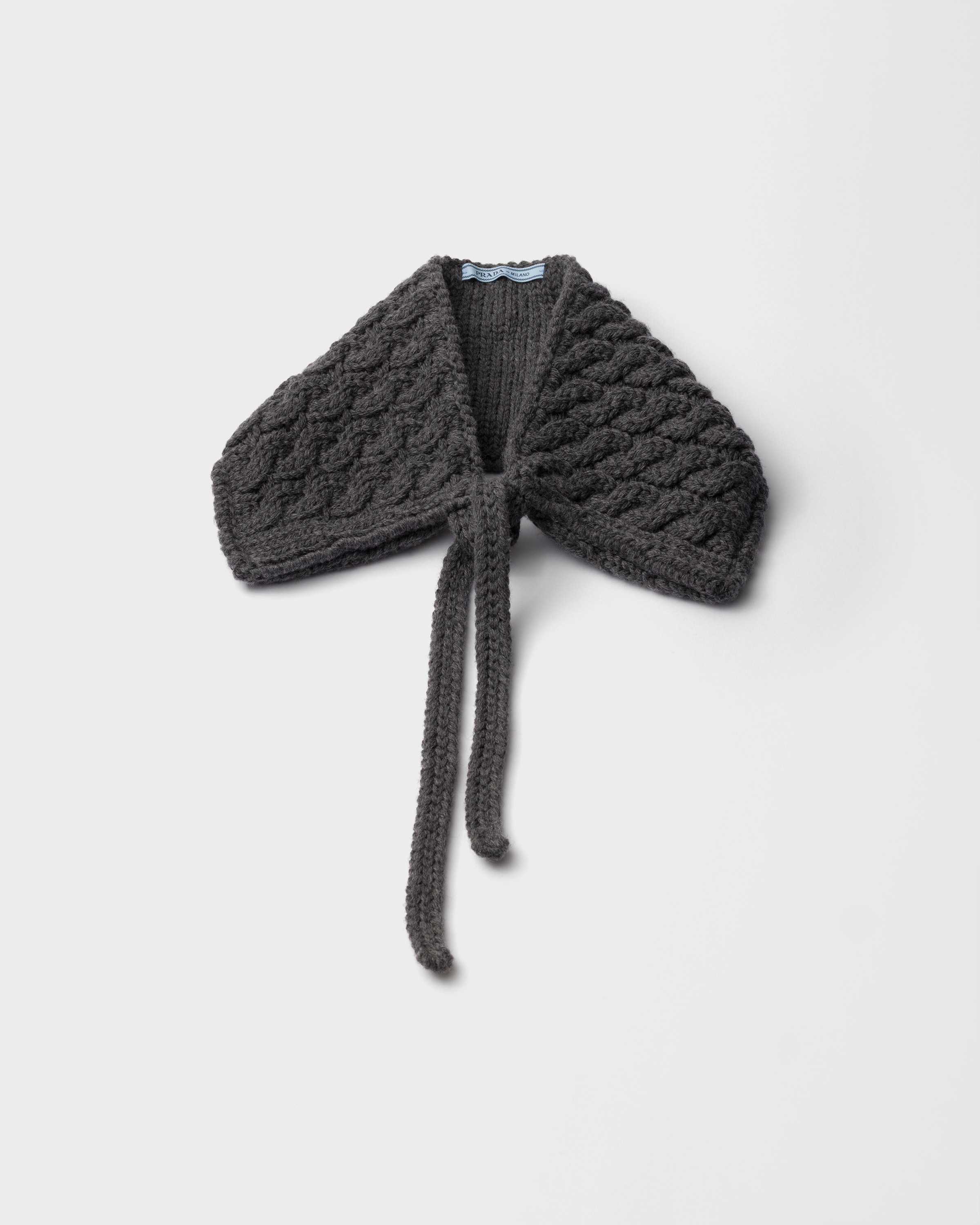 Slate Gray Cable-knit Wool Collar | PRADA