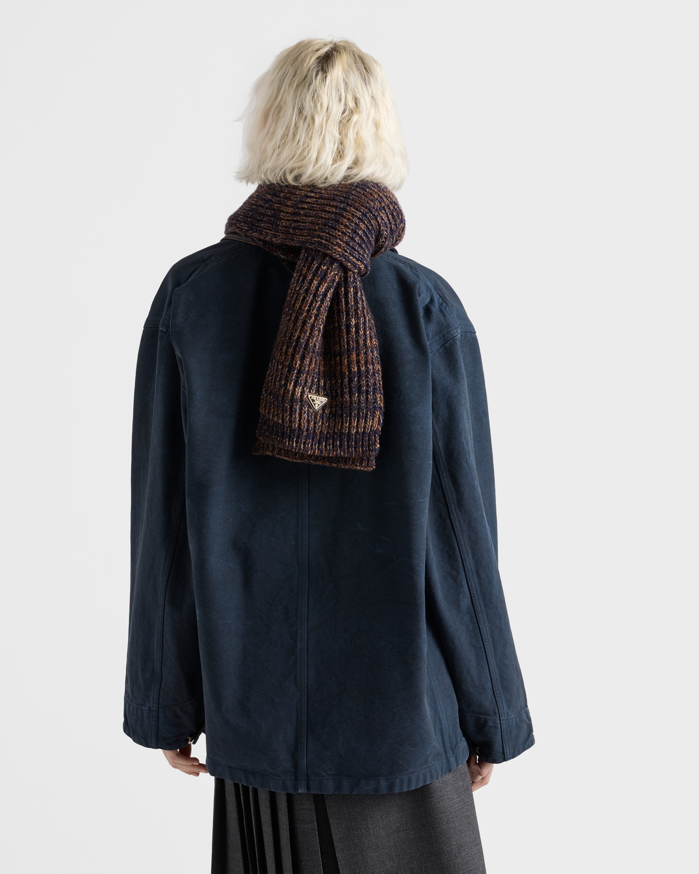 Prada Mélange Wool And Cashmere Scarf In Brown