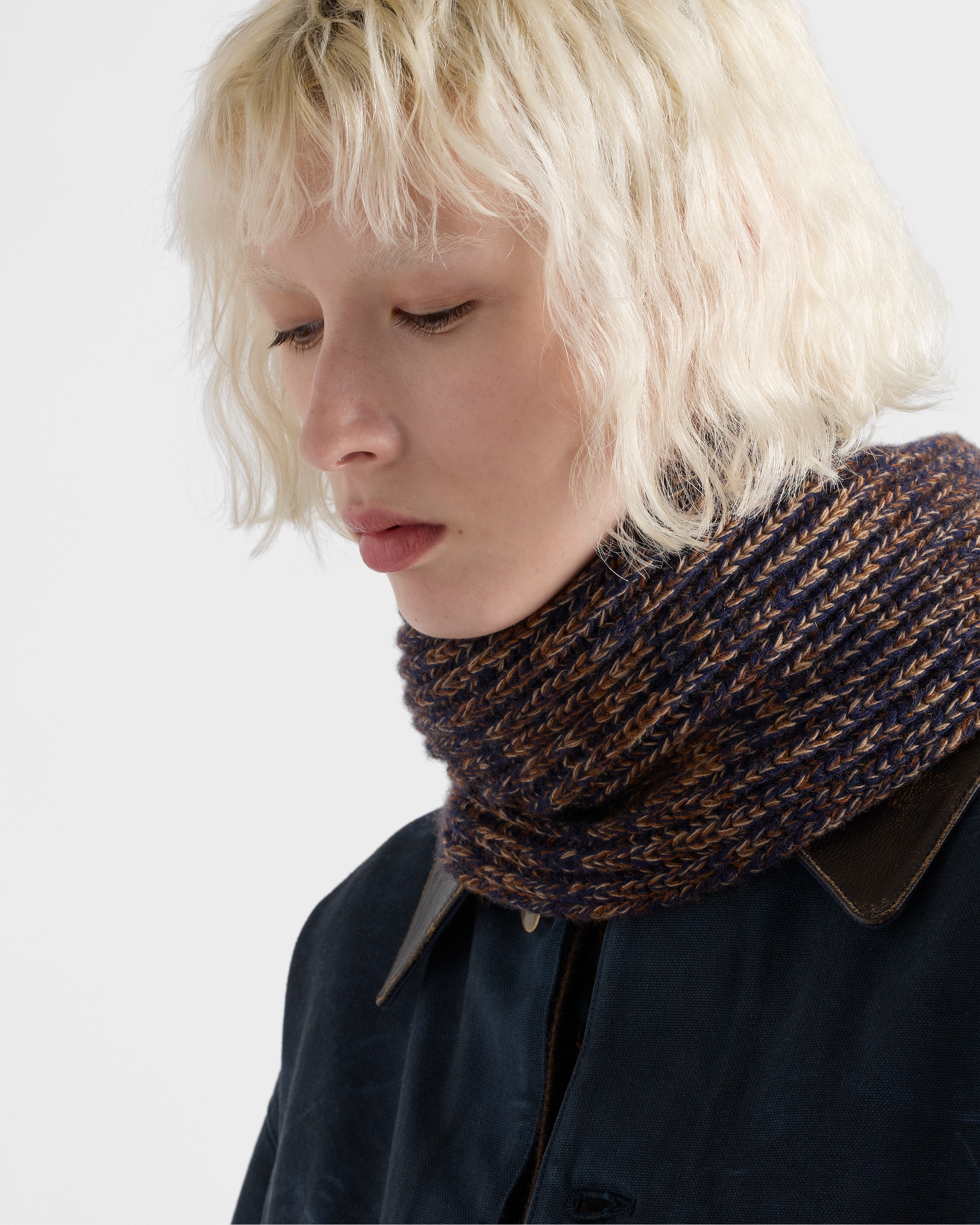 Prada Mélange Wool And Cashmere Scarf In Brown