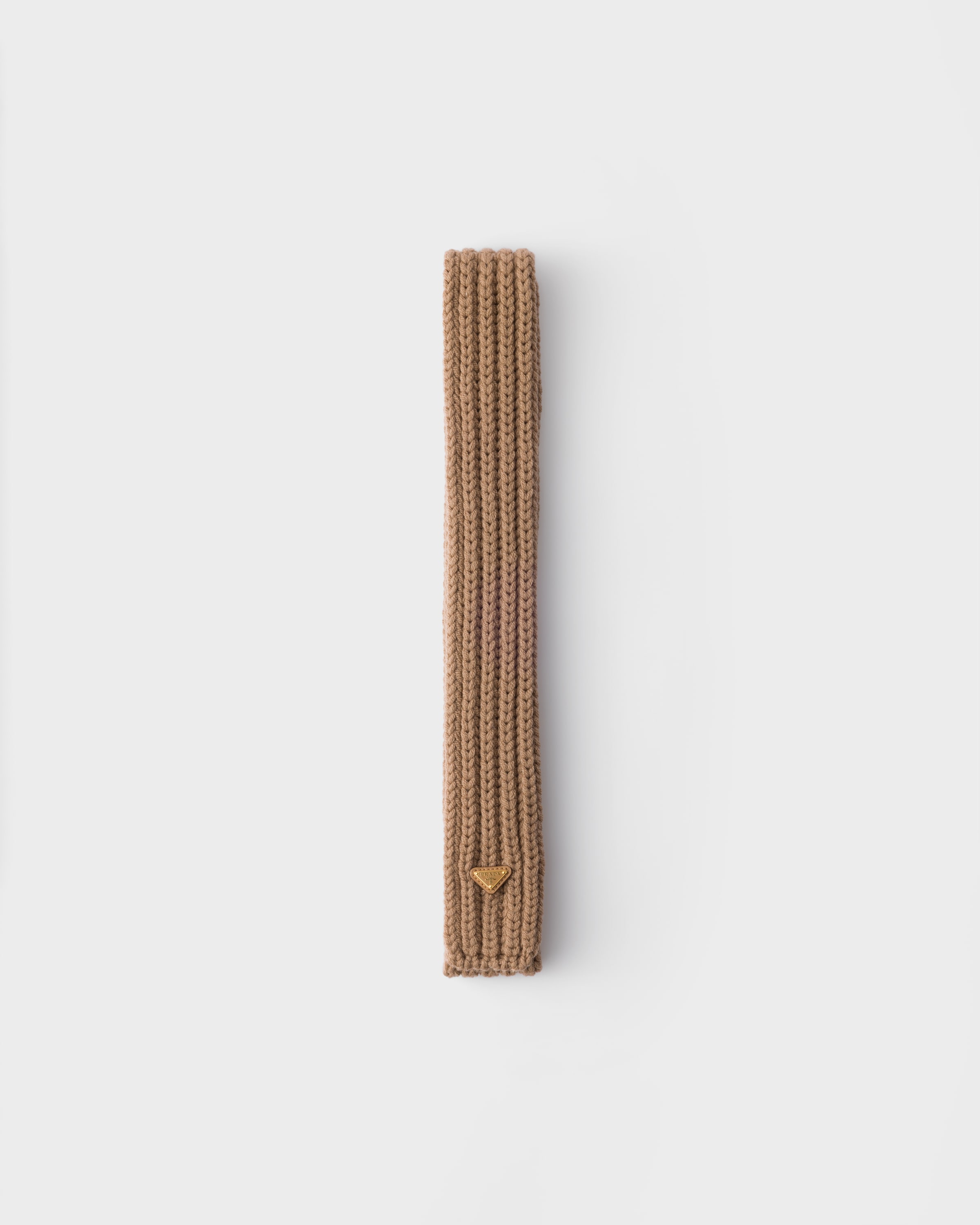 Camel Brown Wool Scarf | PRADA - Japan