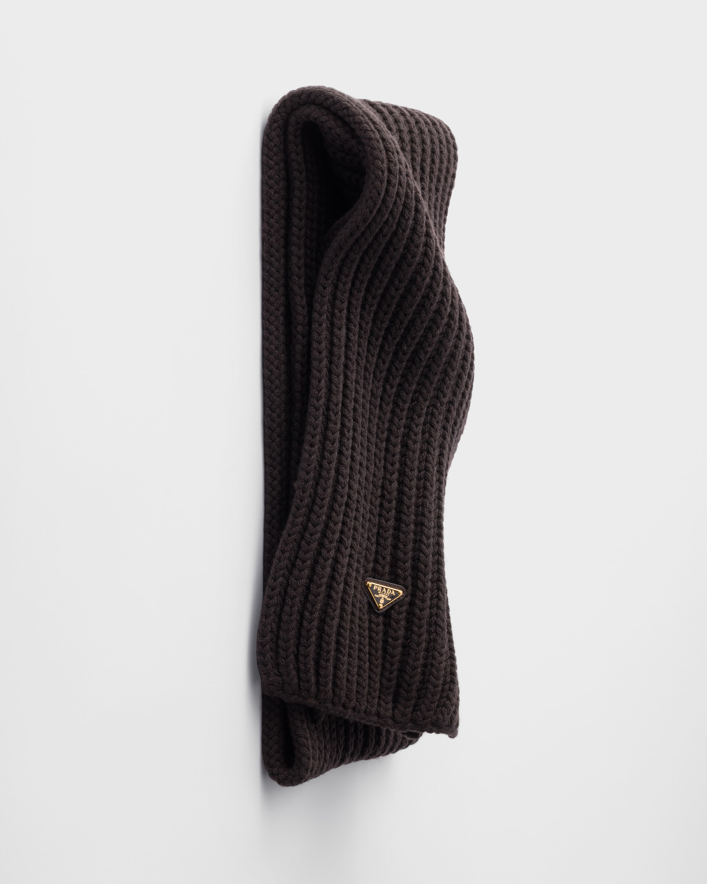 Dark Brown Wool Scarf | PRADA - United States
