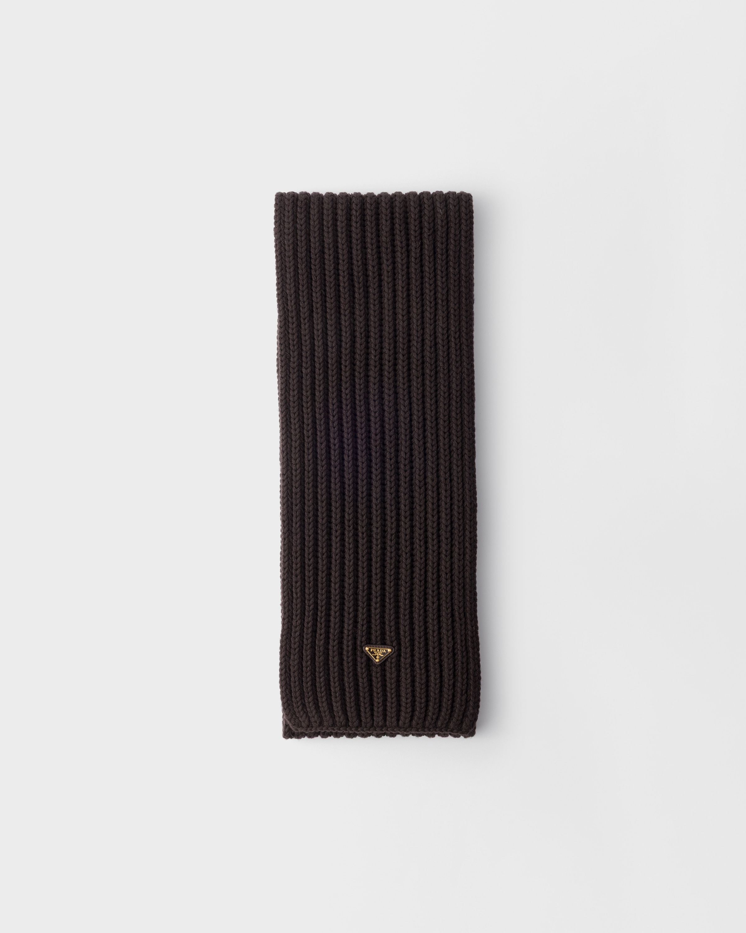 Dark Brown Wool Scarf | PRADA - Japan