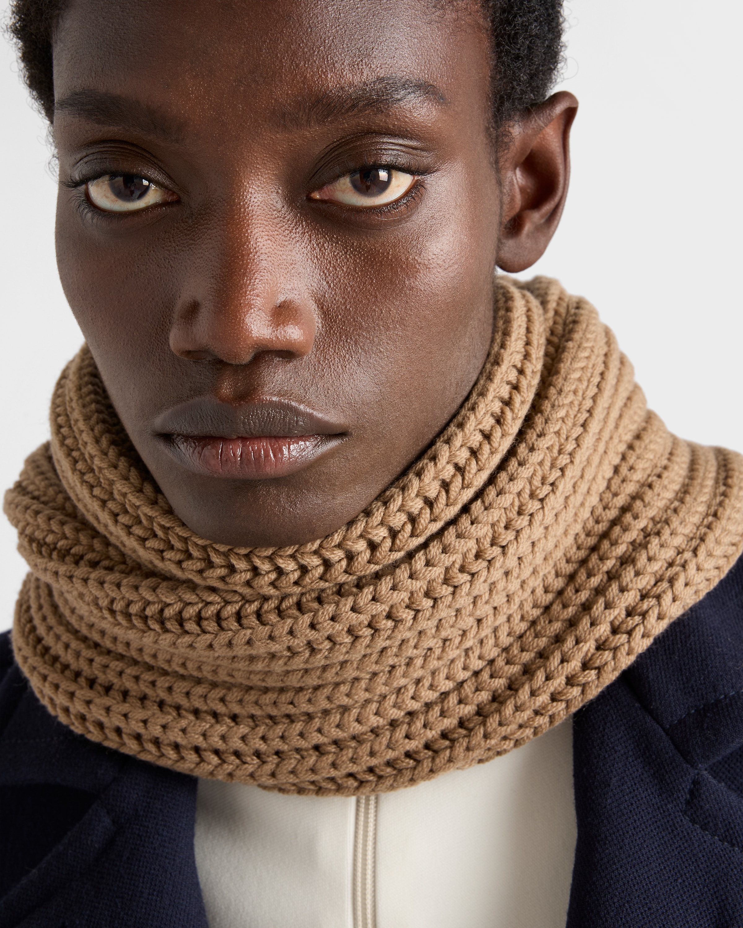 Camel Brown Wool Scarf | PRADA