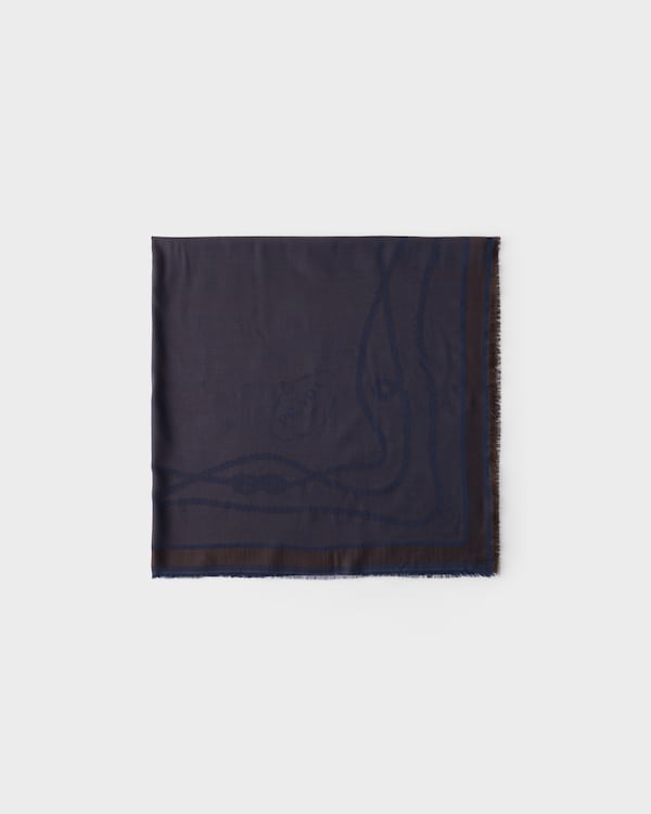 Châle en jacquard de soie, cachemire et laine - Cacao/Blanc craie Châle en jacquard de soie, cachemire et laine - Cacao/Blanc craie