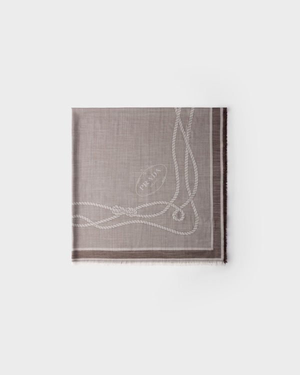 Châle en jacquard de soie, cachemire et laine - Baltique/Brun Foncé Châle en jacquard de soie, cachemire et laine - Baltique/Brun Foncé