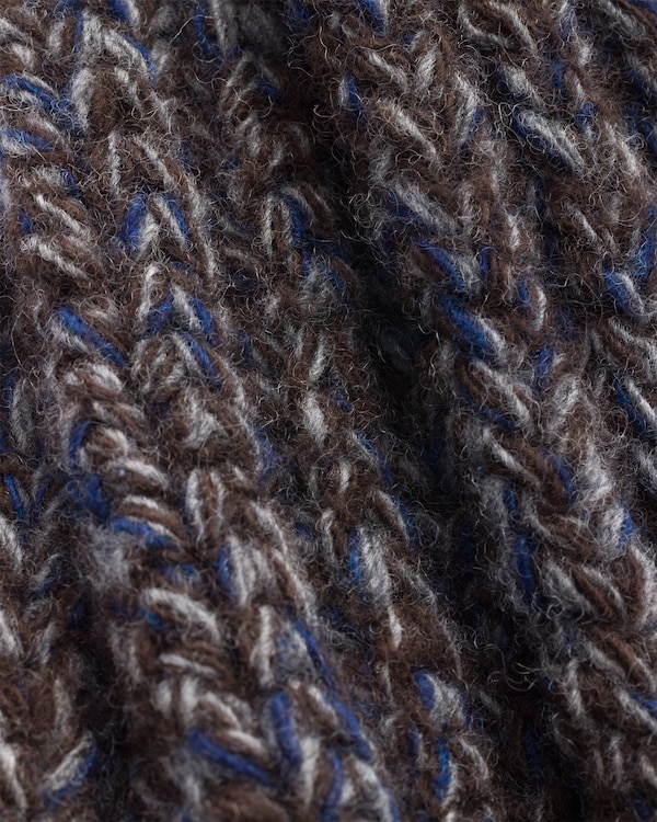 Wool and mouliné cashmere scarf - Blue/Brown Wool and mouliné cashmere scarf - Blue/Brown