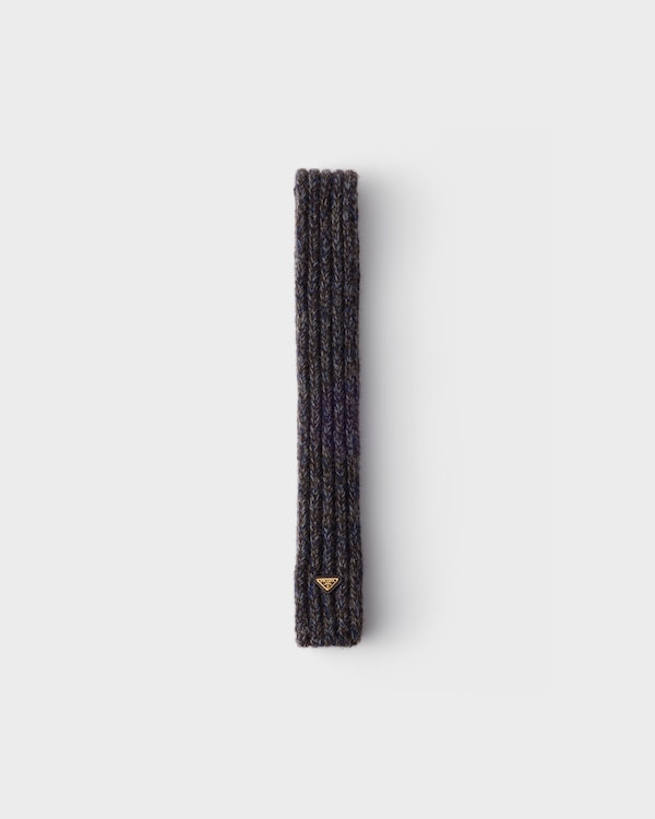 Wool and mouliné cashmere scarf - Blue/Brown Wool and mouliné cashmere scarf - Blue/Brown