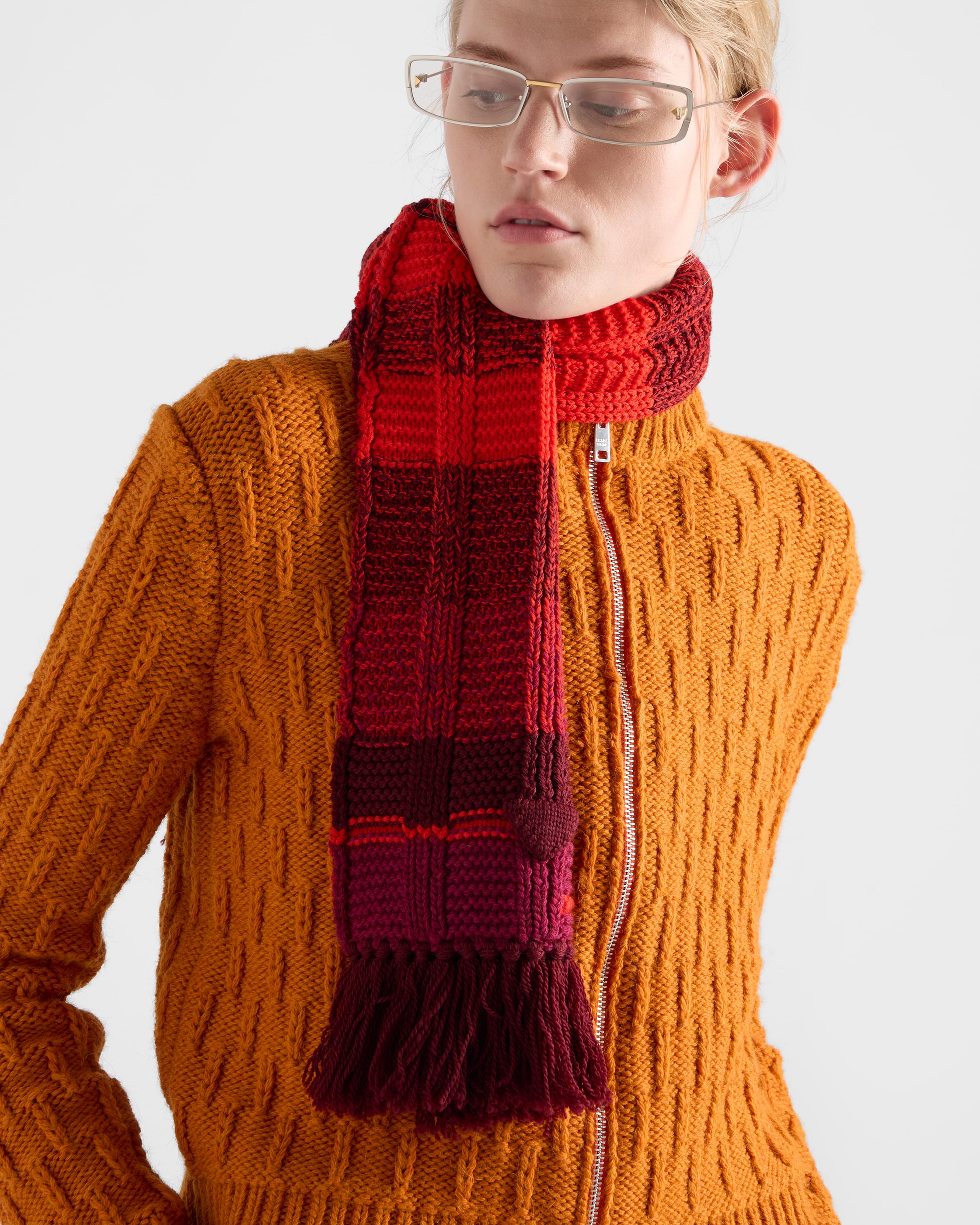 Amaranth Red Wool Scarf | PRADA - United States