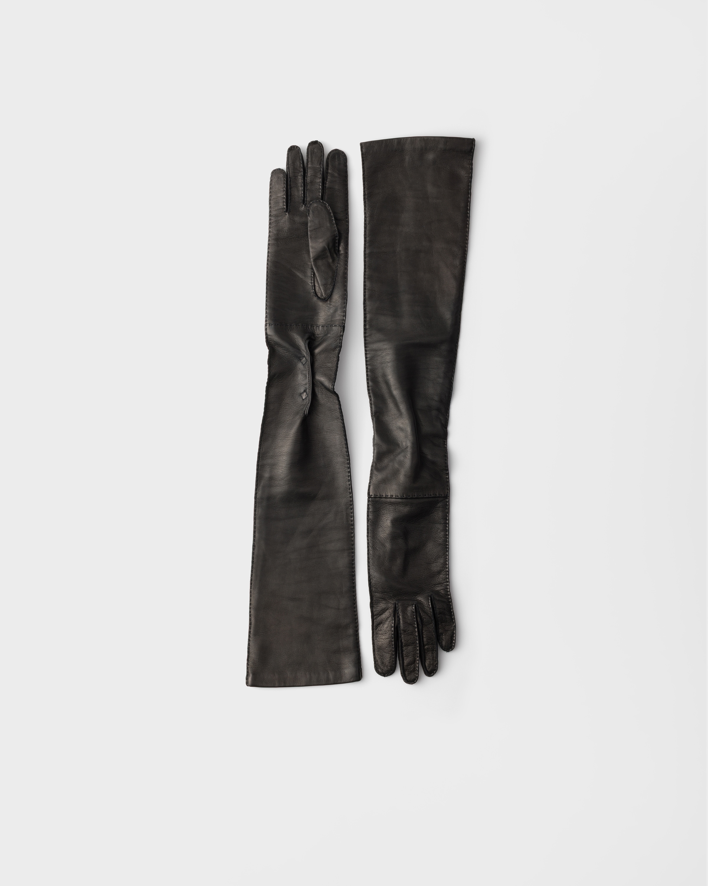 Black Leather Long Gloves | PRADA