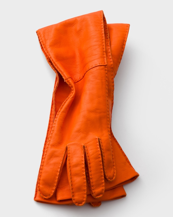 Leather Long Gloves - Orange Leather Long Gloves - Orange