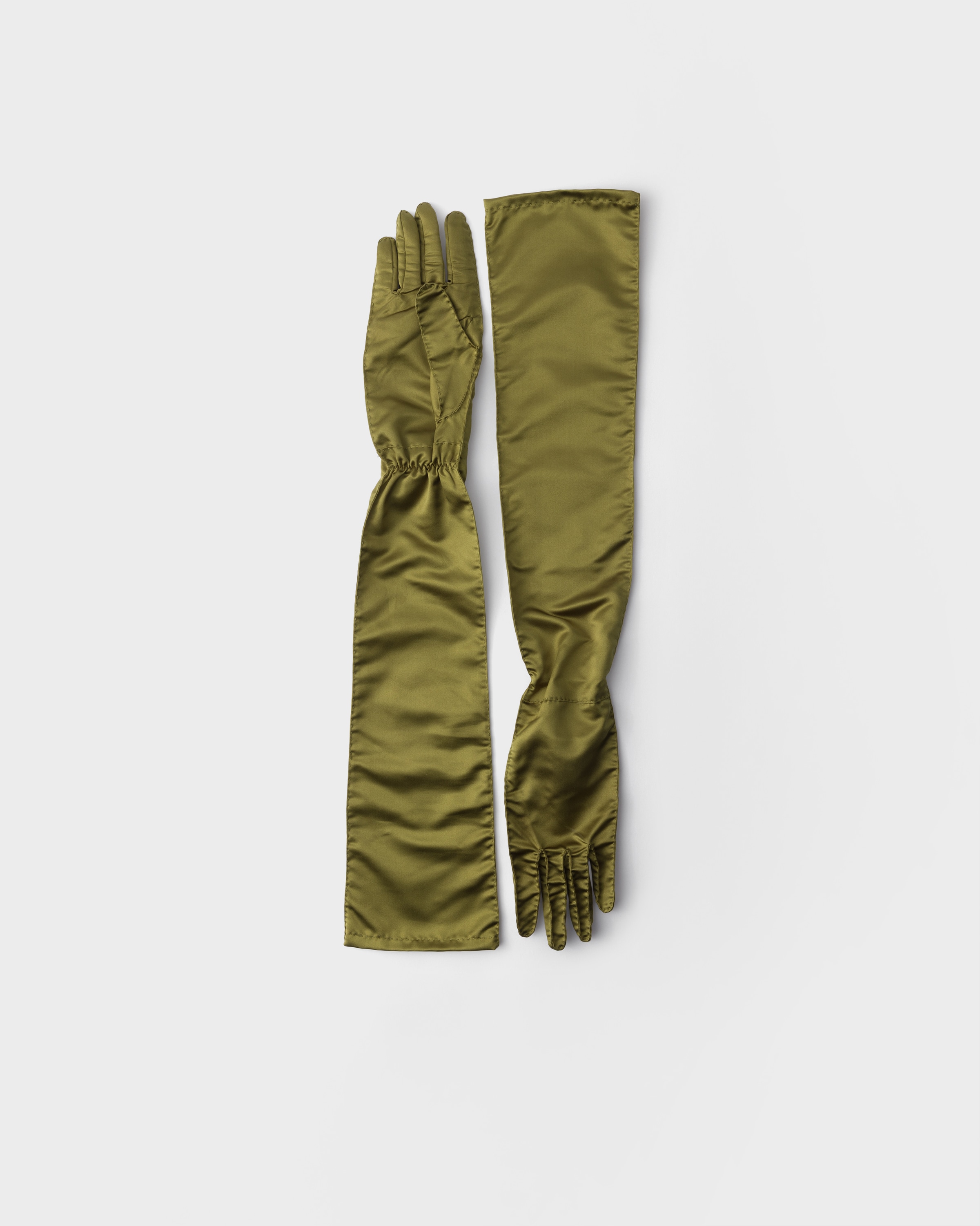 Ivy Green Satin Gloves | PRADA