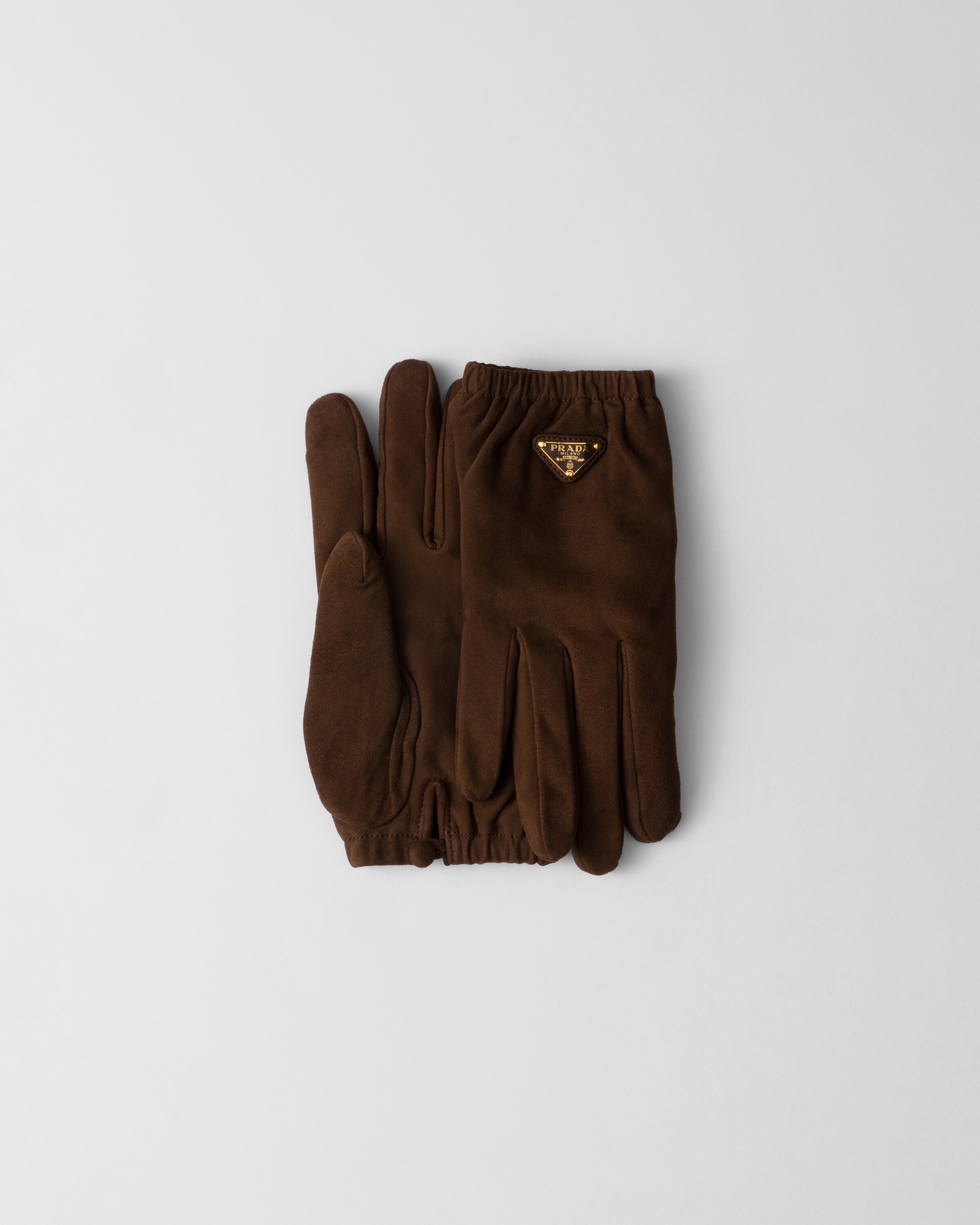 Prada Suede Gloves, Woman, Cocoa Brown, Size 7
