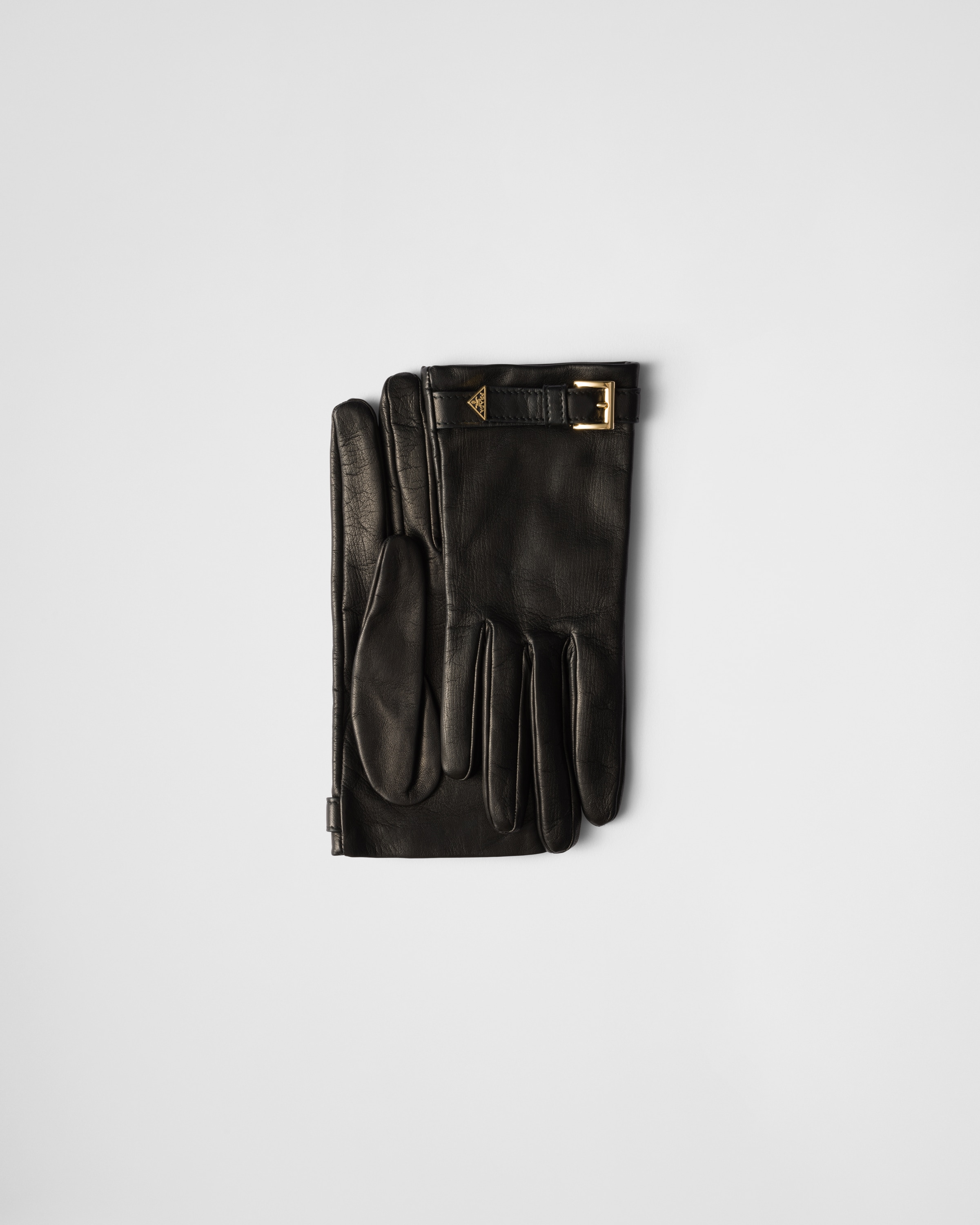 Prada Nappa Leather Gloves, Woman, Black, Size 8,5