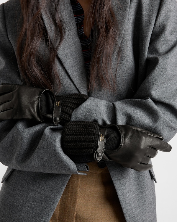 Nappa leather and knit gloves - Black Nappa leather and knit gloves - Black