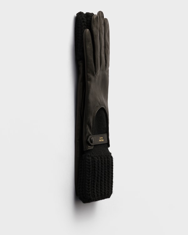 Nappa leather and knit gloves - Black Nappa leather and knit gloves - Black