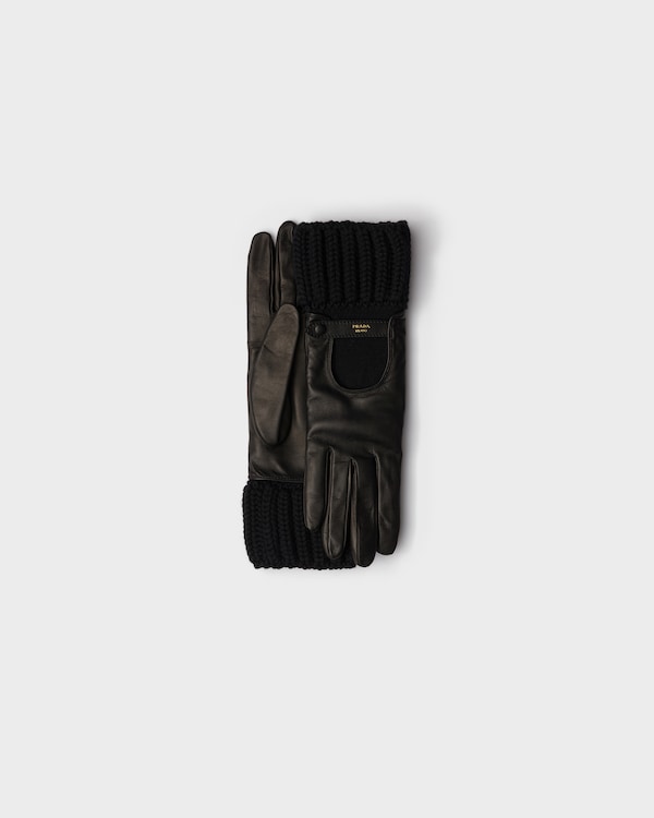 Nappa leather and knit gloves - Black Nappa leather and knit gloves - Black