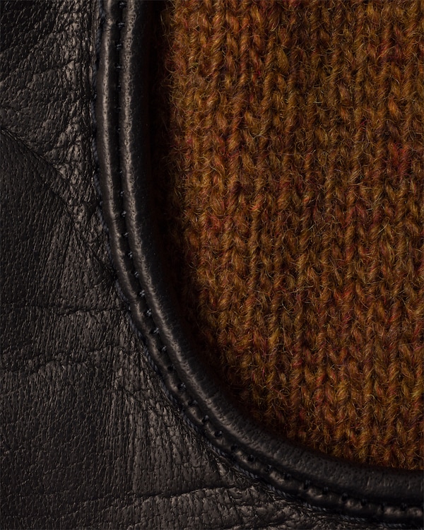 Nappa leather and mélange knit gloves - Navy Blue/Rust Nappa leather and mélange knit gloves - Navy Blue/Rust