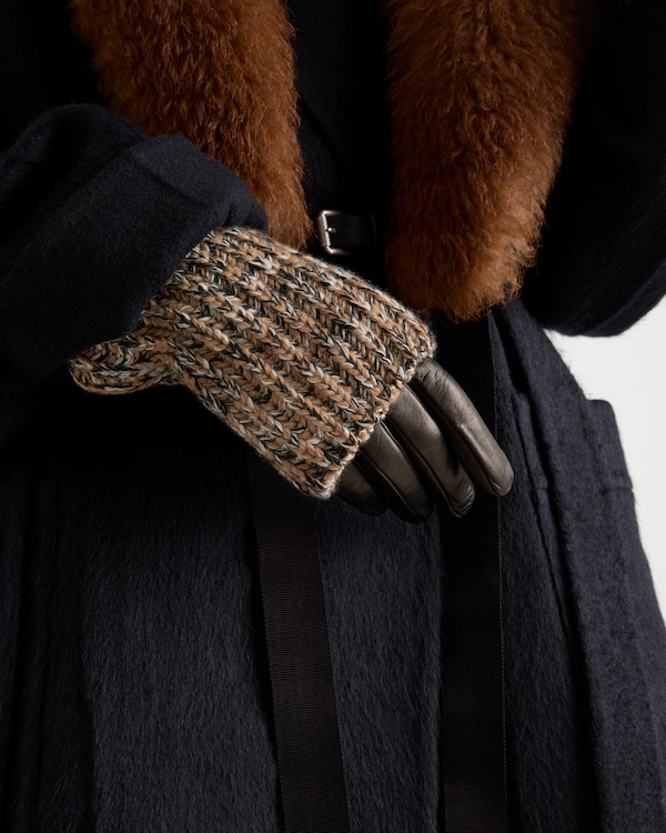 Nappa leather and mélange knit gloves Nappa leather and mélange knit gloves