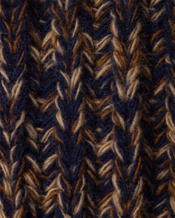 Nappa leather and mélange knit gloves - Navy Blue/Rust Nappa leather and mélange knit gloves - Navy Blue/Rust