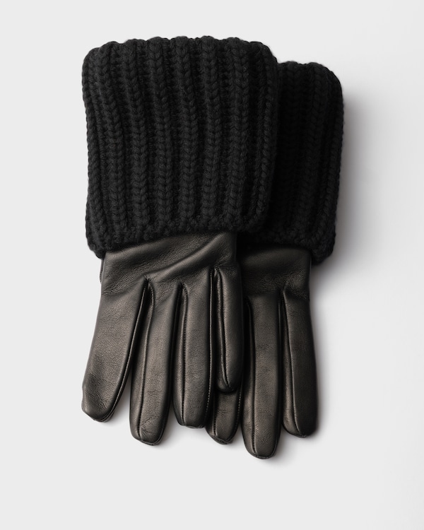 Gants en cuir nappa et maille - Noir Gants en cuir nappa et maille - Noir