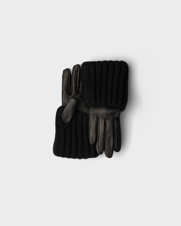 Gants en cuir nappa et maille - Noir Gants en cuir nappa et maille - Noir