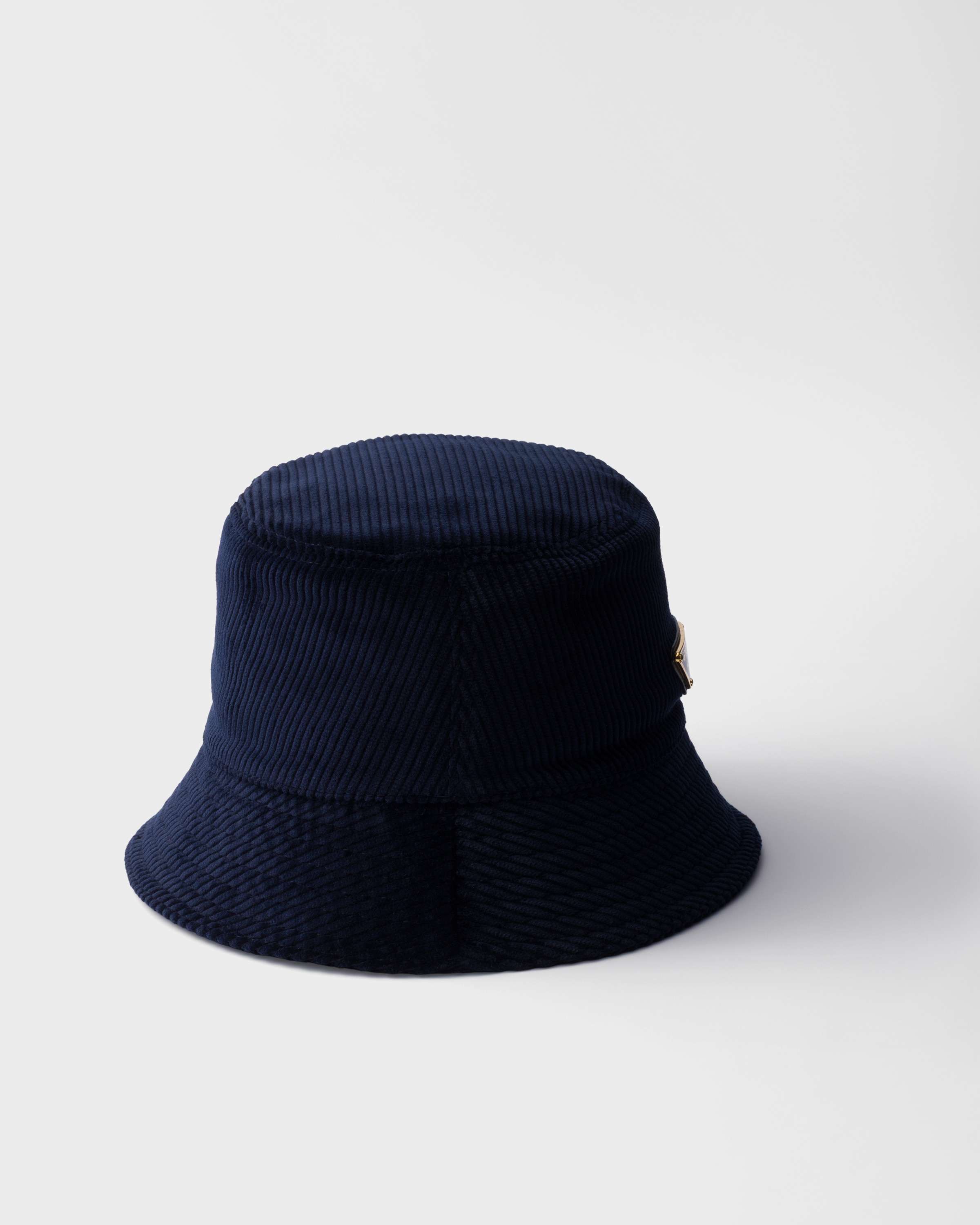 Prada Womens Blue Logo-plaque Corduroy Bucket Hat In Blue
