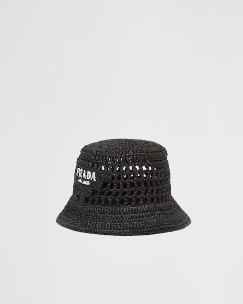ブラック ラフィア バケットハット | Prada