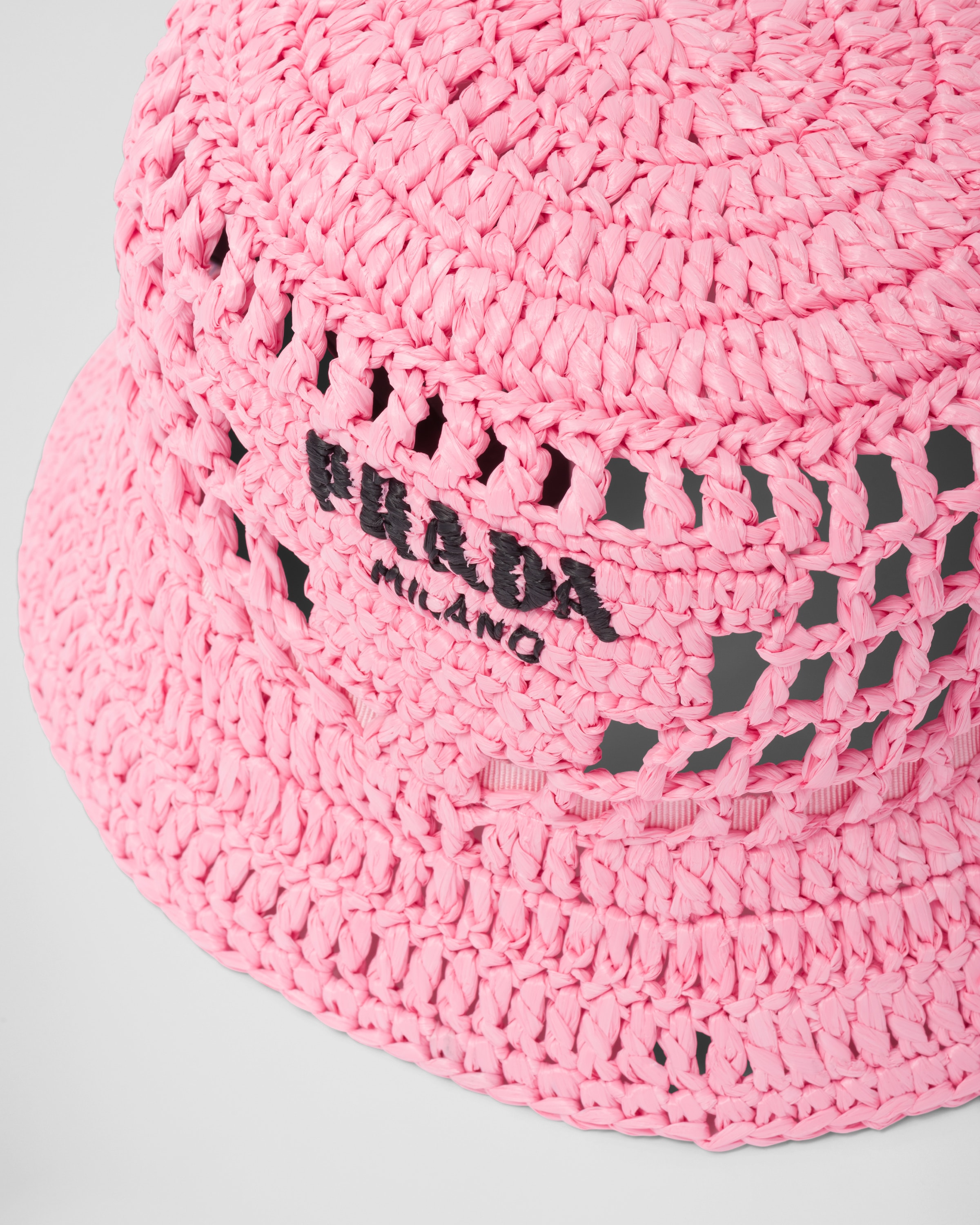 Petal Pink Woven fabric bucket hat Prada