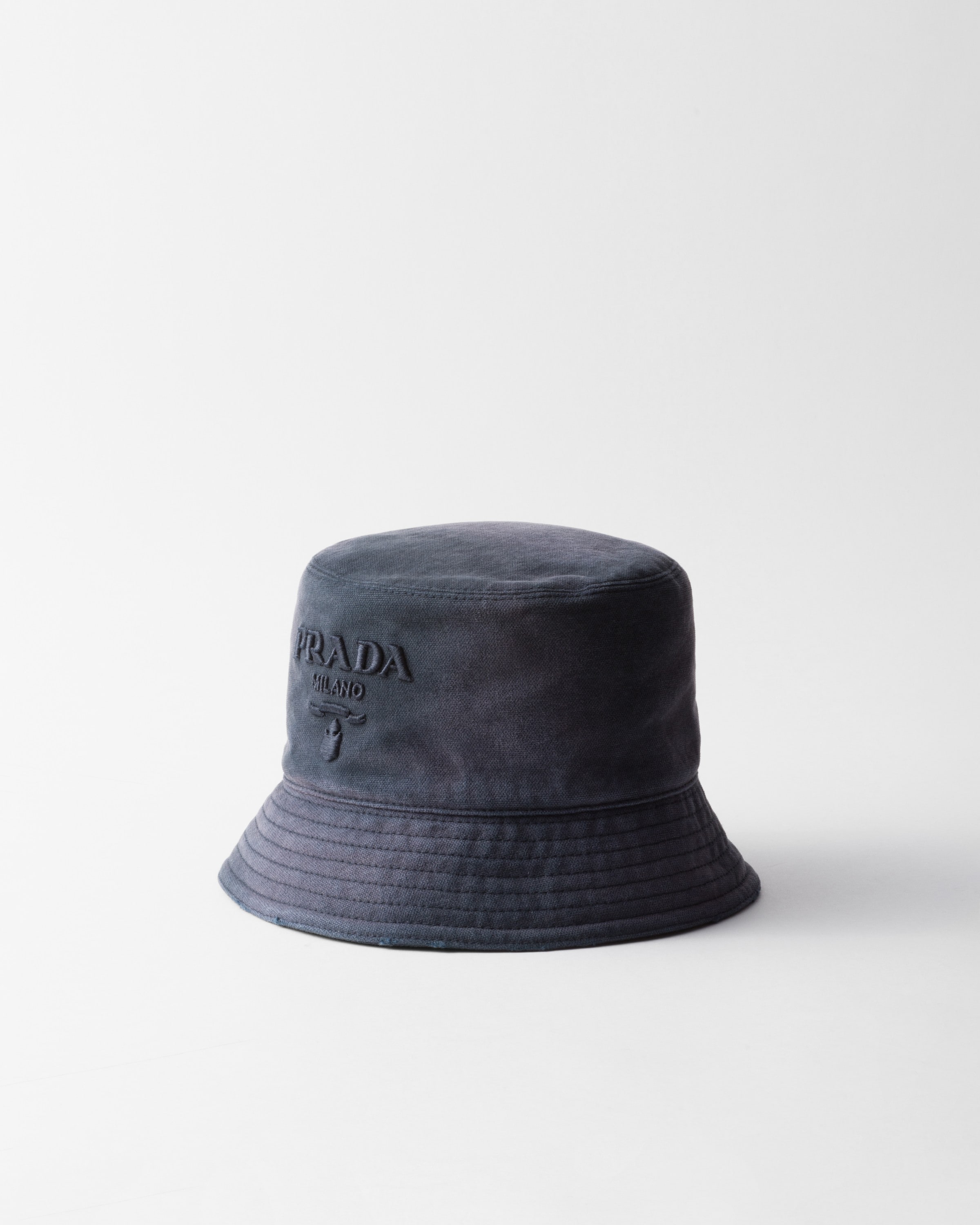 Prada Canvas Bucket Hat In Baltic Blue