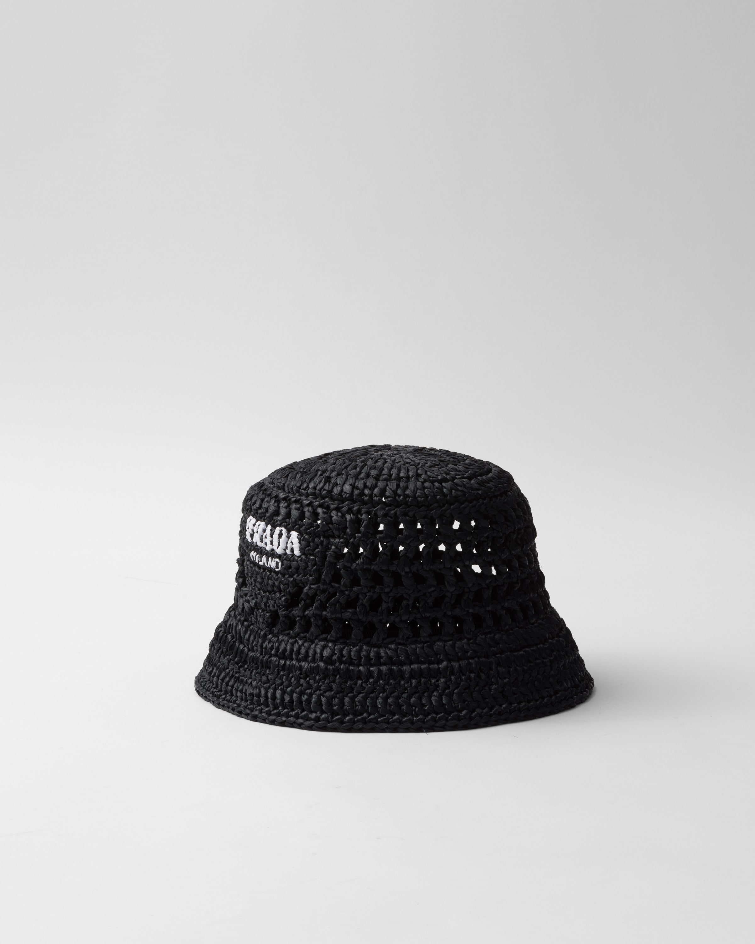 Shop Prada Crochet Bucket Hat In Black