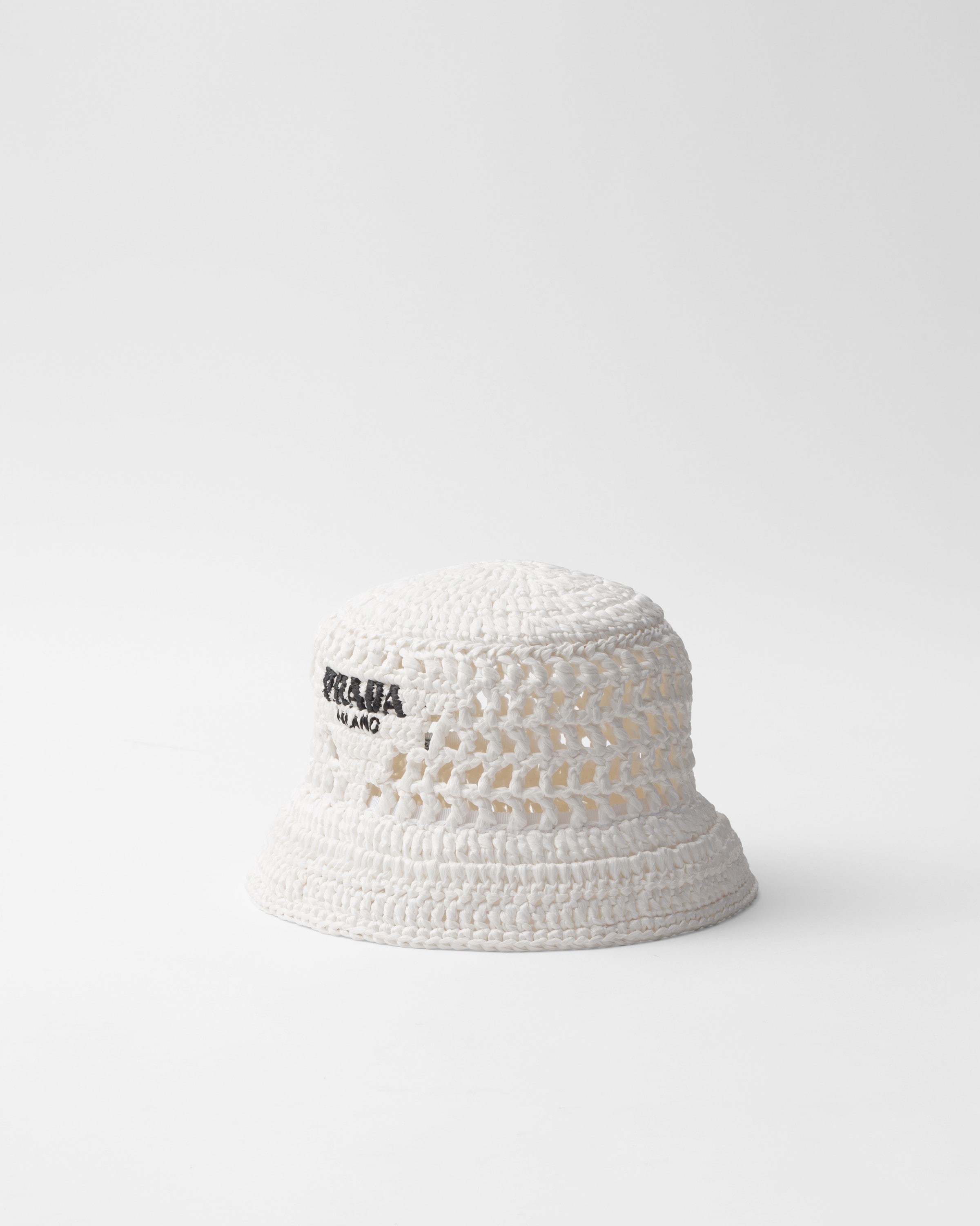 Shop Prada Crochet Bucket Hat In White