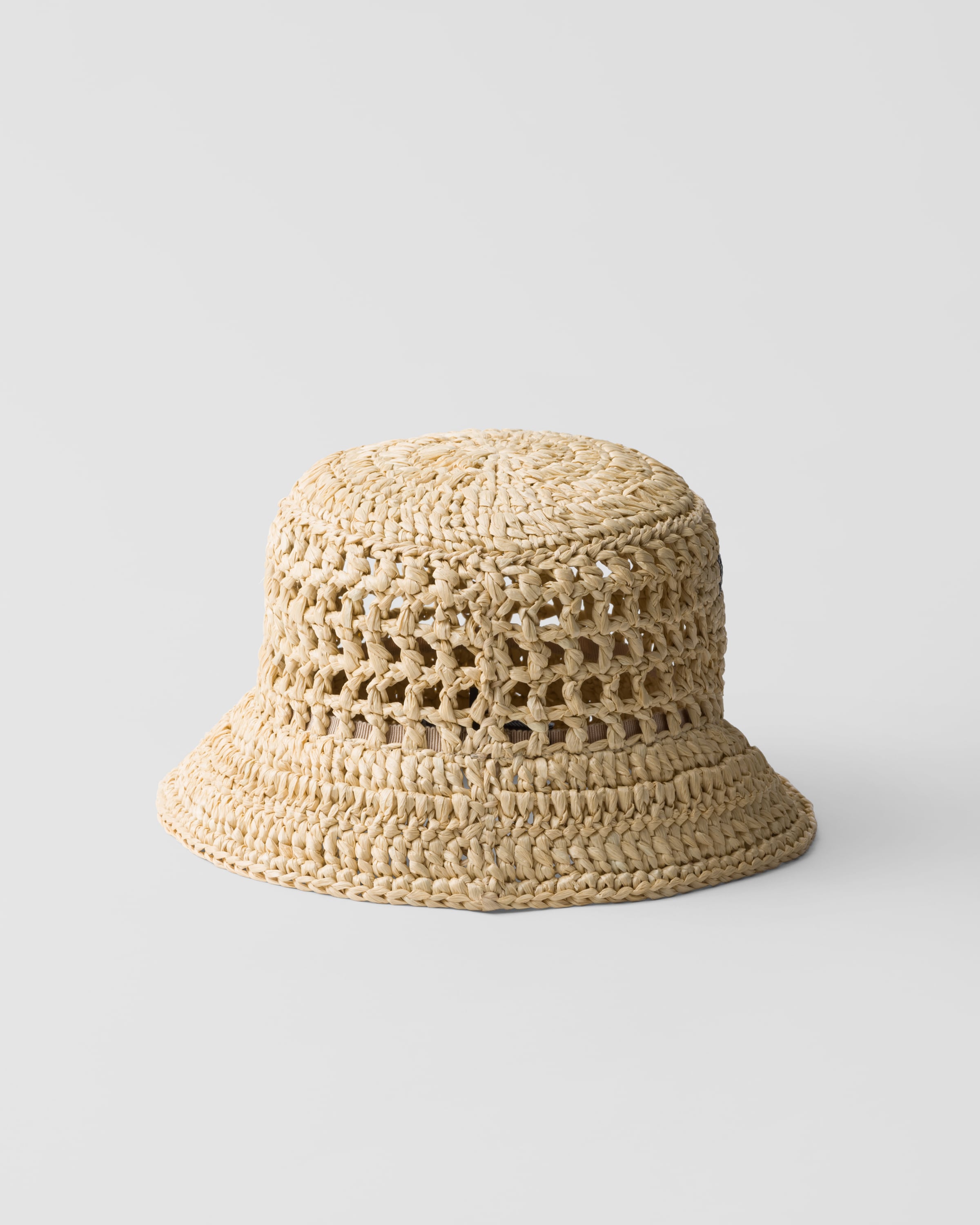 Shop Prada Crochet Bucket Hat In Natural