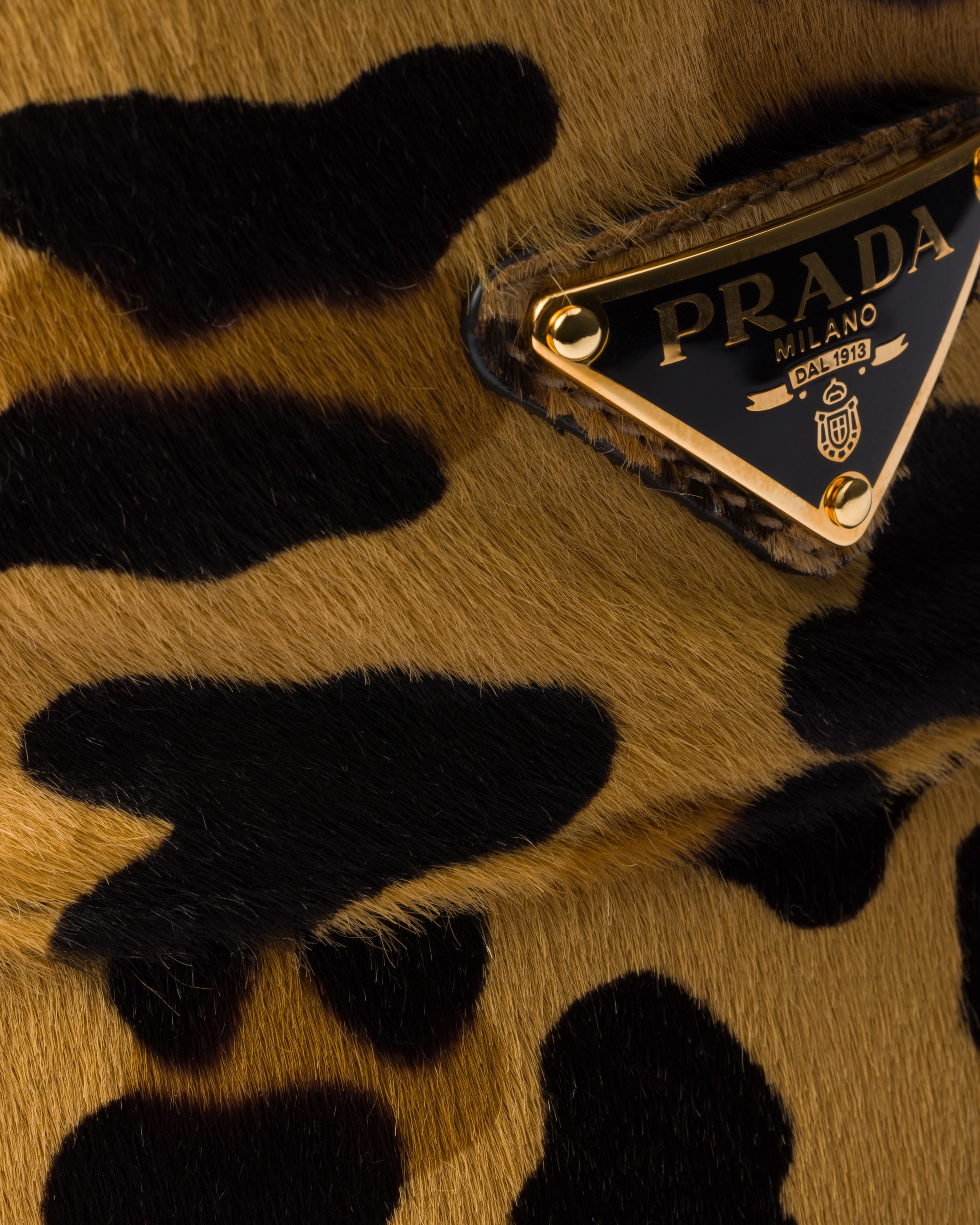 Prada Leopard Print Leather Bucket Hat In Honey